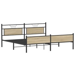 Cadre de lit en métal sans matelas chêne sonoma 193x203 cm 