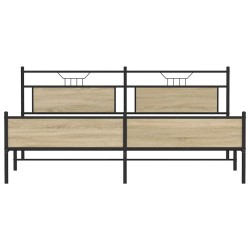 Cadre de lit en métal sans matelas chêne sonoma 193x203 cm 