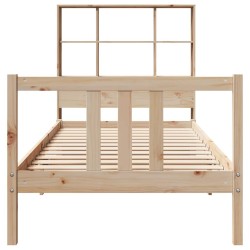 Lit bibliothèque sans matelas 90x190 cm bois de pin massif 