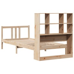 Lit bibliothèque sans matelas 90x190 cm bois de pin massif 