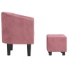 Fauteuil avec repose-pied rose velours 