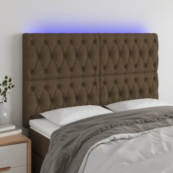 Tête de lit à LED Marron foncé 160x7x118/128 cm Tissu 