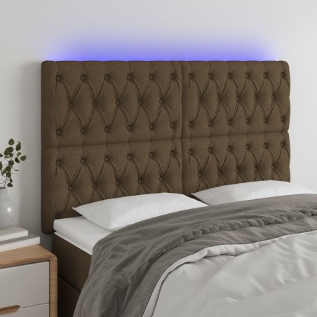 Tête de lit à LED Marron foncé 160x7x118/128 cm Tissu 