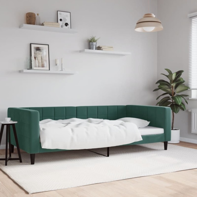 Lit de repos sans matelas vert foncé 100x200 cm velours 