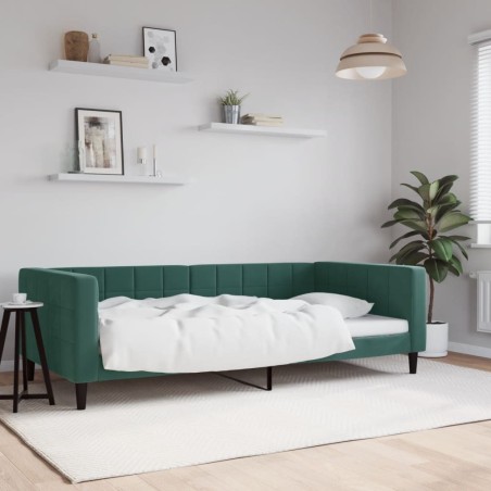 Lit de repos sans matelas vert foncé 100x200 cm velours 