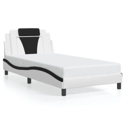 Cadre de lit avec LED sans matelas blanc et noir 100x200 cm 