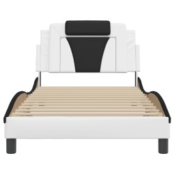 Cadre de lit avec LED sans matelas blanc et noir 100x200 cm 