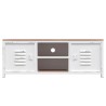 Meuble TV Blanc 110x30x40 cm Fer et bois de sapin massif 