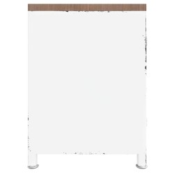 Meuble TV Blanc 110x30x40 cm Fer et bois de sapin massif 