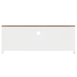 Meuble TV Blanc 110x30x40 cm Fer et bois de sapin massif 