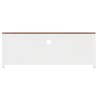 Meuble TV Blanc 110x30x40 cm Fer et bois de sapin massif 