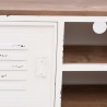 Meuble TV Blanc 110x30x40 cm Fer et bois de sapin massif 