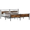 Cadre de lit en métal sans matelas chêne fumé 193x203 cm 