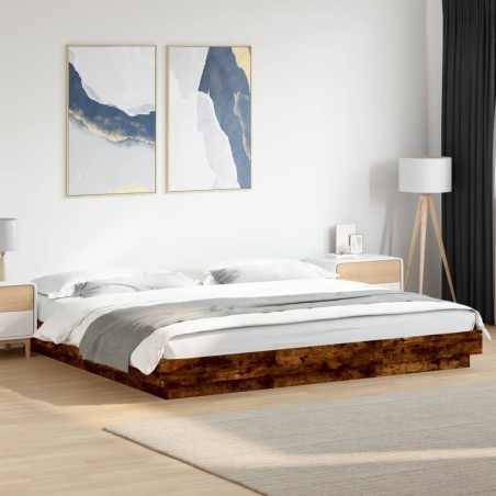 Cadre de lit sans matelas chêne fumé 200x200 cm 