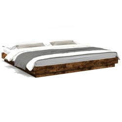 Cadre de lit sans matelas chêne fumé 200x200 cm 