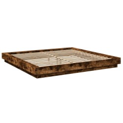 Cadre de lit sans matelas chêne fumé 200x200 cm 