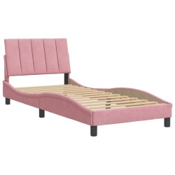 Cadre de lit sans matelas rose 90x190 cm velours 