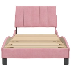 Cadre de lit sans matelas rose 90x190 cm velours 