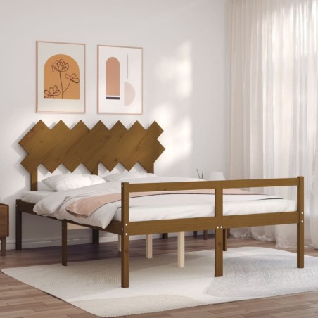 Lit pour personne âgée sans matelas marron miel bois massif 