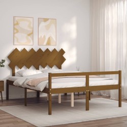 Lit pour personne âgée sans matelas marron miel bois massif 