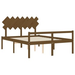 Lit pour personne âgée sans matelas marron miel bois massif 
