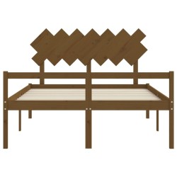 Lit pour personne âgée sans matelas marron miel bois massif 