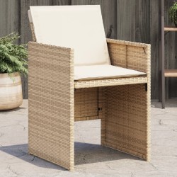 Chaises de jardin avec coussins lot de 4 beige résine tressée 