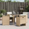 Chaises de jardin avec coussins lot de 4 beige résine tressée 