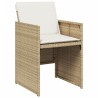 Chaises de jardin avec coussins lot de 4 beige résine tressée 