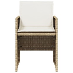 Chaises de jardin avec coussins lot de 4 beige résine tressée 