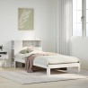 Lit bibliothèque sans matelas blanc 90x200cm bois de pin massif 