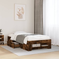 Cadre de lit sans matelas chêne fumé 100x200 cm bois ingénierie 