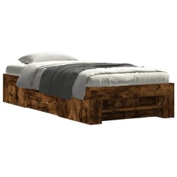 Cadre de lit sans matelas chêne fumé 100x200 cm bois ingénierie 