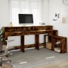 Bureau et lumières LED chêne fumé 200x104x91cm bois ingénierie 