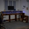 Bureau et lumières LED chêne fumé 200x104x91cm bois ingénierie 