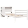Lit bibliothèque sans matelas blanc 75x190cm bois de pin massif 