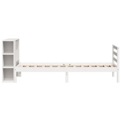 Lit bibliothèque sans matelas blanc 75x190cm bois de pin massif 