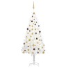 Arbre de Noël artificiel pré-éclairé et boules blanc 210 cm 