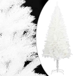 Arbre de Noël artificiel pré-éclairé et boules blanc 210 cm 