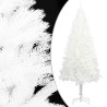 Arbre de Noël artificiel pré-éclairé et boules blanc 210 cm 