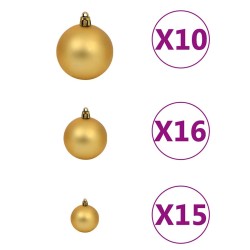 Arbre de Noël artificiel pré-éclairé et boules blanc 210 cm 