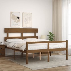 Lit pour personne âgée sans matelas marron miel bois massif 