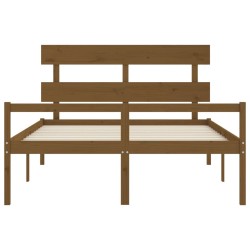 Lit pour personne âgée sans matelas marron miel bois massif 