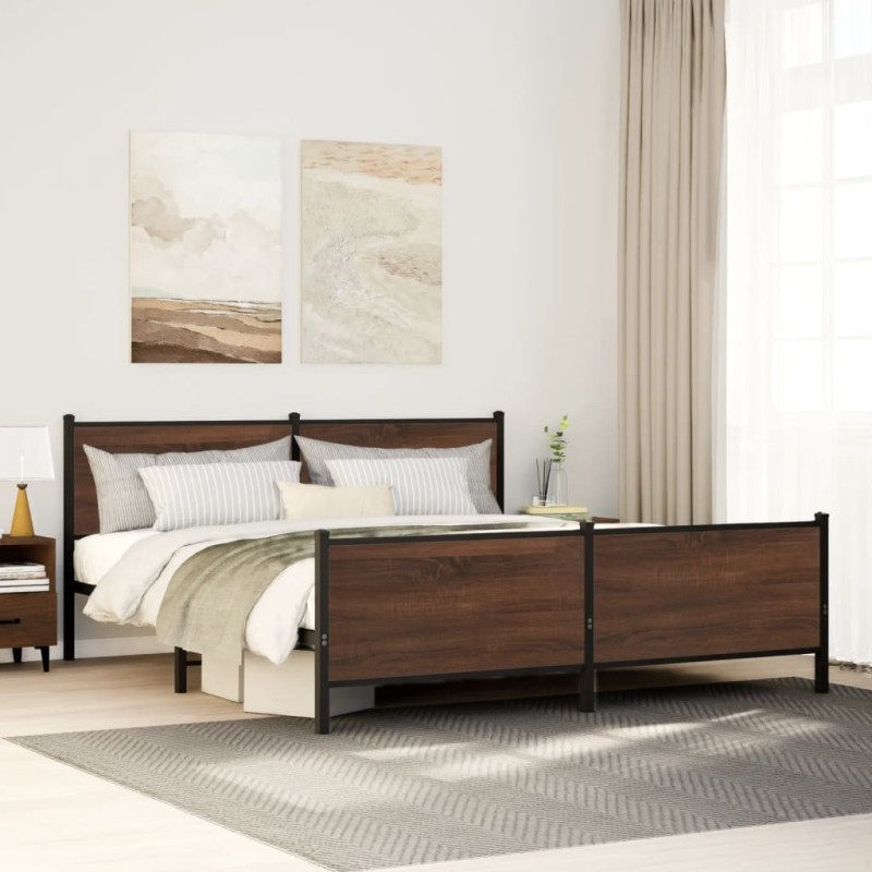 Cadre de lit en métal sans matelas chêne marron 200x200 cm 
