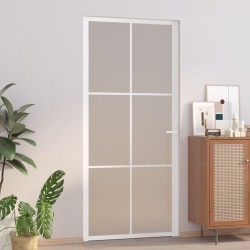 Porte intérieure 93x201,5 cm Blanc Verre mat et aluminium 