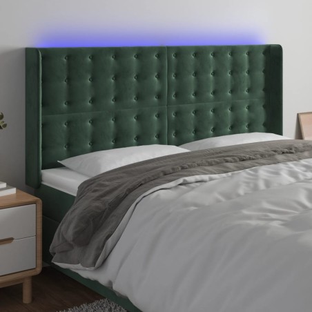 Tête de lit à LED Vert foncé 183x16x118/128 cm Velours 