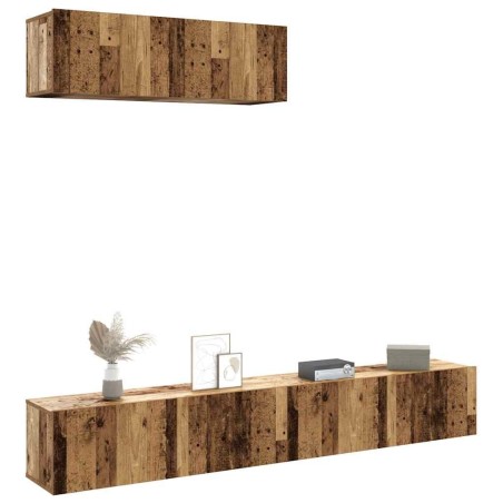 Meubles TV muraux 3 pcs vieux bois 100x30x30 cm bois ingénierie 