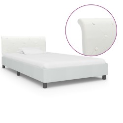 Cadre de lit Blanc Similicuir 100 x 200 cm 