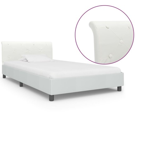 Cadre de lit Blanc Similicuir 100 x 200 cm 