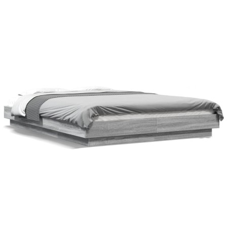 Cadre de lit et lumières LED sans matelas sonoma gris 140x190cm 